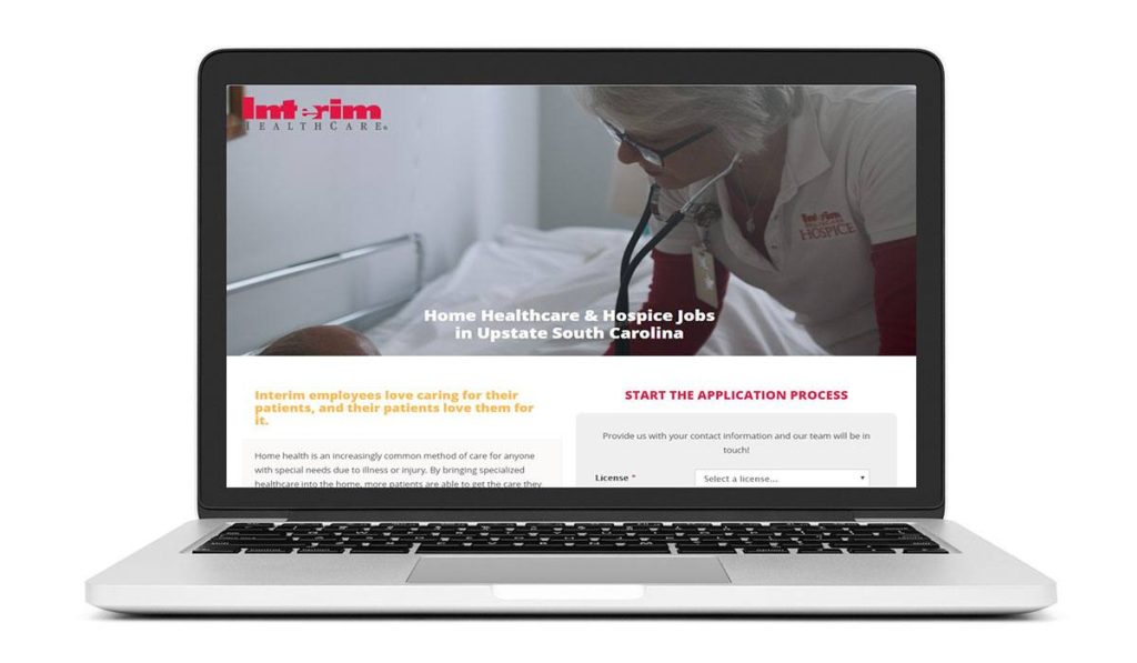 Screenshot of Interim healthcare's landing page