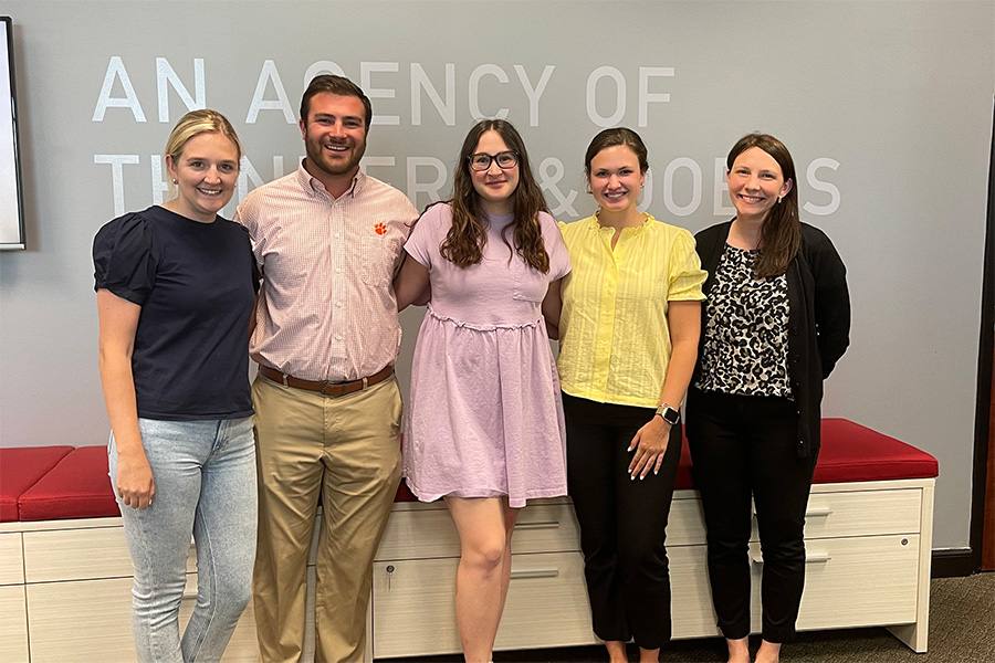 Image of Lauren Fisch, Aaron Ritchie, Samantha Ferland, May Harrelson, and Emily Moseley